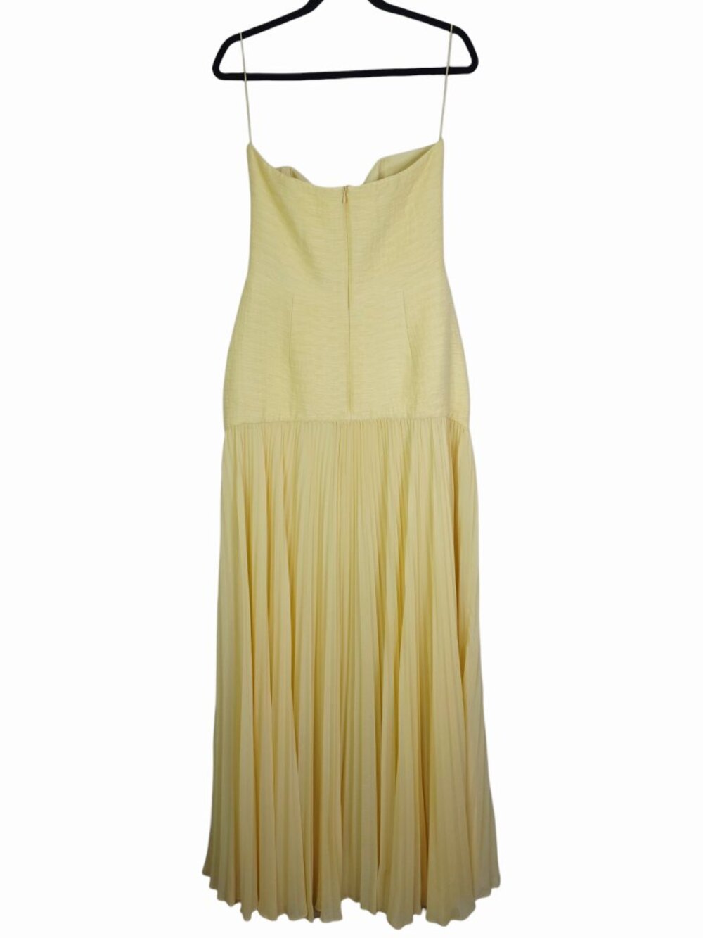 Alexis Sunniva Dress Yellow Pleated‎ Strapless Plissé Maxi Gown Size L - Picture 7 of 16